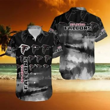 Atlanta Falcons Monochrome Wave Hawaiian Shirt Unisex T-shirt, Sweatshirt, Hoodie, Long Sleeve Tee - T-Shirt, Sweatshirt, Hoodie