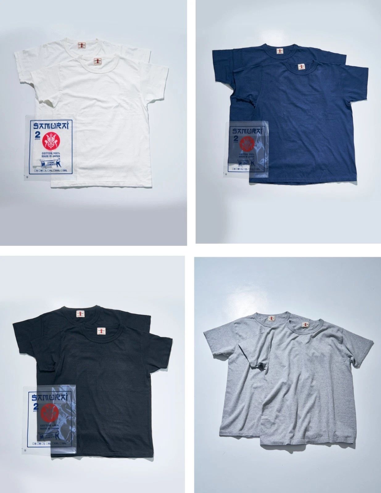 Samurai Jeans SJ2PST-CREW 2-Pack Plain Crew Neck T-Shirts - Made in Japan Unisex T-shirt, Sweatshirt, Hoodie, Long Sleeve Tee - T-Shirt, Sweatshirt, Hoodie