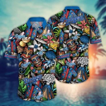 Los Angeles Dodgers Island Tiki Adventure Hawaiian Shirt Unisex T-shirt, Sweatshirt, Hoodie, Long Sleeve Tee - T-Shirt, Sweatshirt, Hoodie