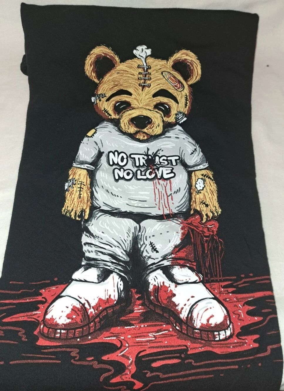 No Trust No Love Graphic Teddy Bear Mens Hip Hop Fashion T-Shirt - Size M Unisex T-shirt, Sweatshirt, Hoodie, Long Sleeve Tee - T-Shirt, Sweatshirt, Hoodie