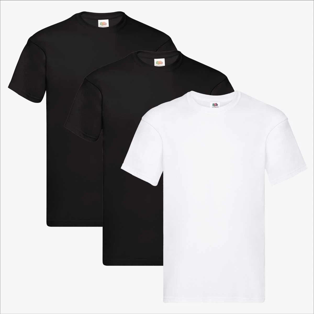 Fruit of the Loom Mens T-Shirt 3-Pack Bundle Plain Cotton Black Base Duo Set Unisex T-shirt, Sweatshirt, Hoodie, Long Sleeve Tee - T-Shirt, Sweatshirt, Hoodie