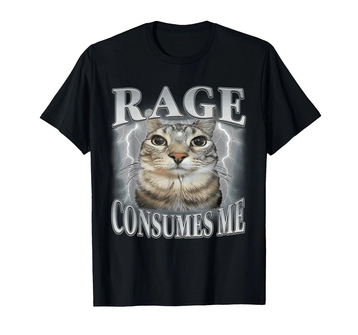 Rage Consumes Me Funny Silly Staring Cat Meme Women Men T-Shirt Unisex T-shirt, Sweatshirt, Hoodie, Long Sleeve Tee - T-Shirt, Sweatshirt, Hoodie