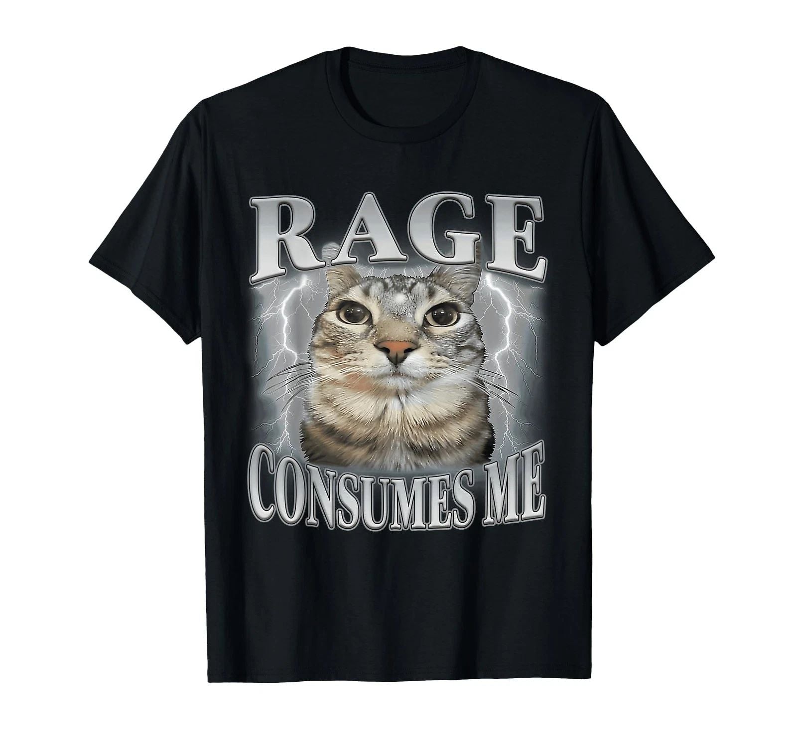 Rage Consumes Me Funny Silly Staring Cat Meme Women Men T-Shirt Unisex T-shirt, Sweatshirt, Hoodie, Long Sleeve Tee - T-Shirt, Sweatshirt, Hoodie