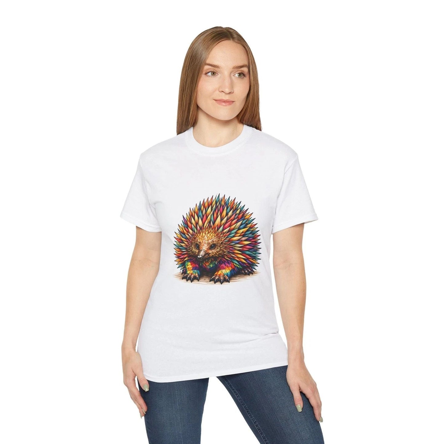 Colorful Spiky Echidna T-Shirt | Rainbow Porcupine Illustration Unisex T-shirt, Sweatshirt, Hoodie, Long Sleeve Tee - T-Shirt, Sweatshirt, Hoodie