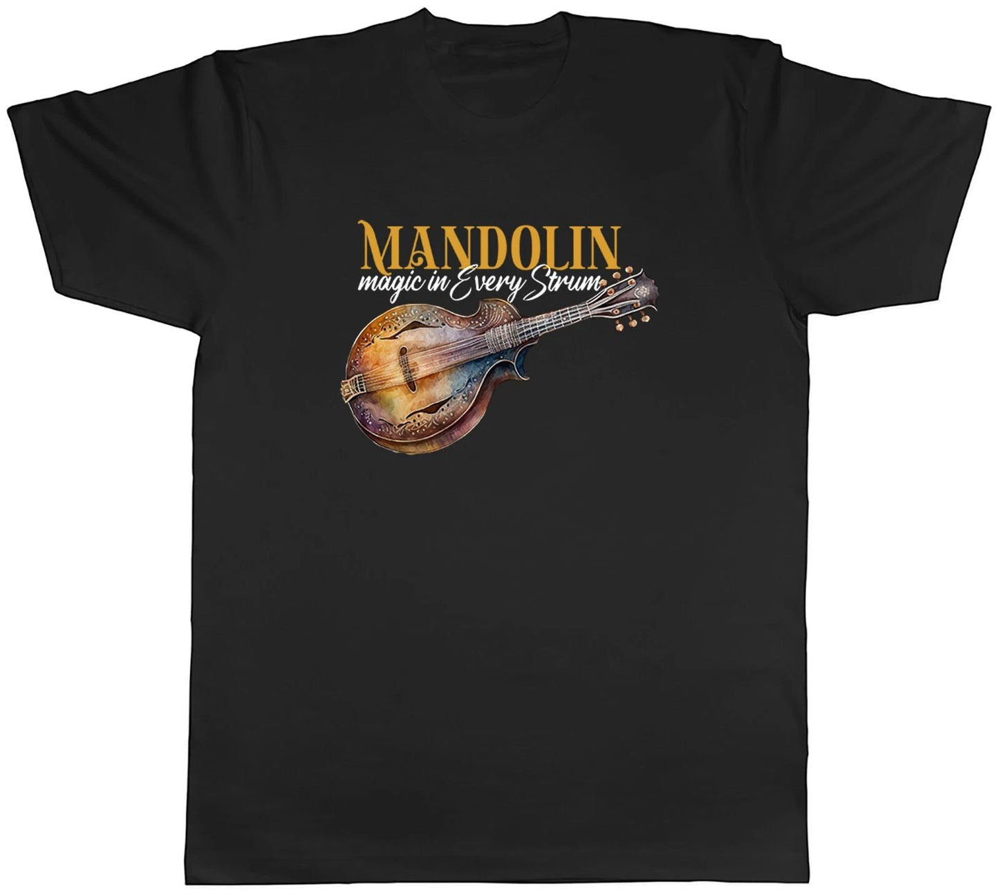 Mandolin Magic in Every Strum Mens T-Shirt Strumming Stringed Chords Tee Gift Unisex T-shirt, Sweatshirt, Hoodie, Long Sleeve Tee - T-Shirt, Sweatshirt, Hoodie