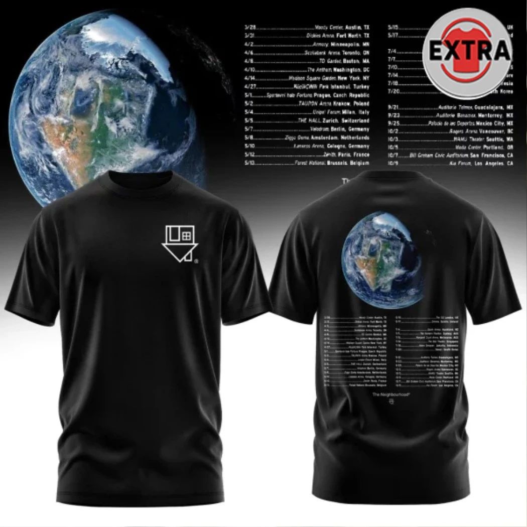 Original The Neighbourhood THE WOURLD TOUR 2026 Special Logo Two Sided Shirt Unisex T-shirt, Sweatshirt, Hoodie, Long Sleeve Tee - T-Shirt, Sweatshirt, Hoodie