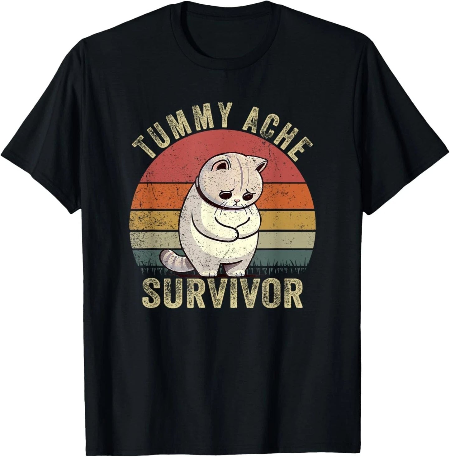 Funny Cat Stomach Ache My Tummy Hurts Tummy Ache Survivor T-Shirt Unisex T-shirt, Sweatshirt, Hoodie, Long Sleeve Tee - T-Shirt, Sweatshirt, Hoodie