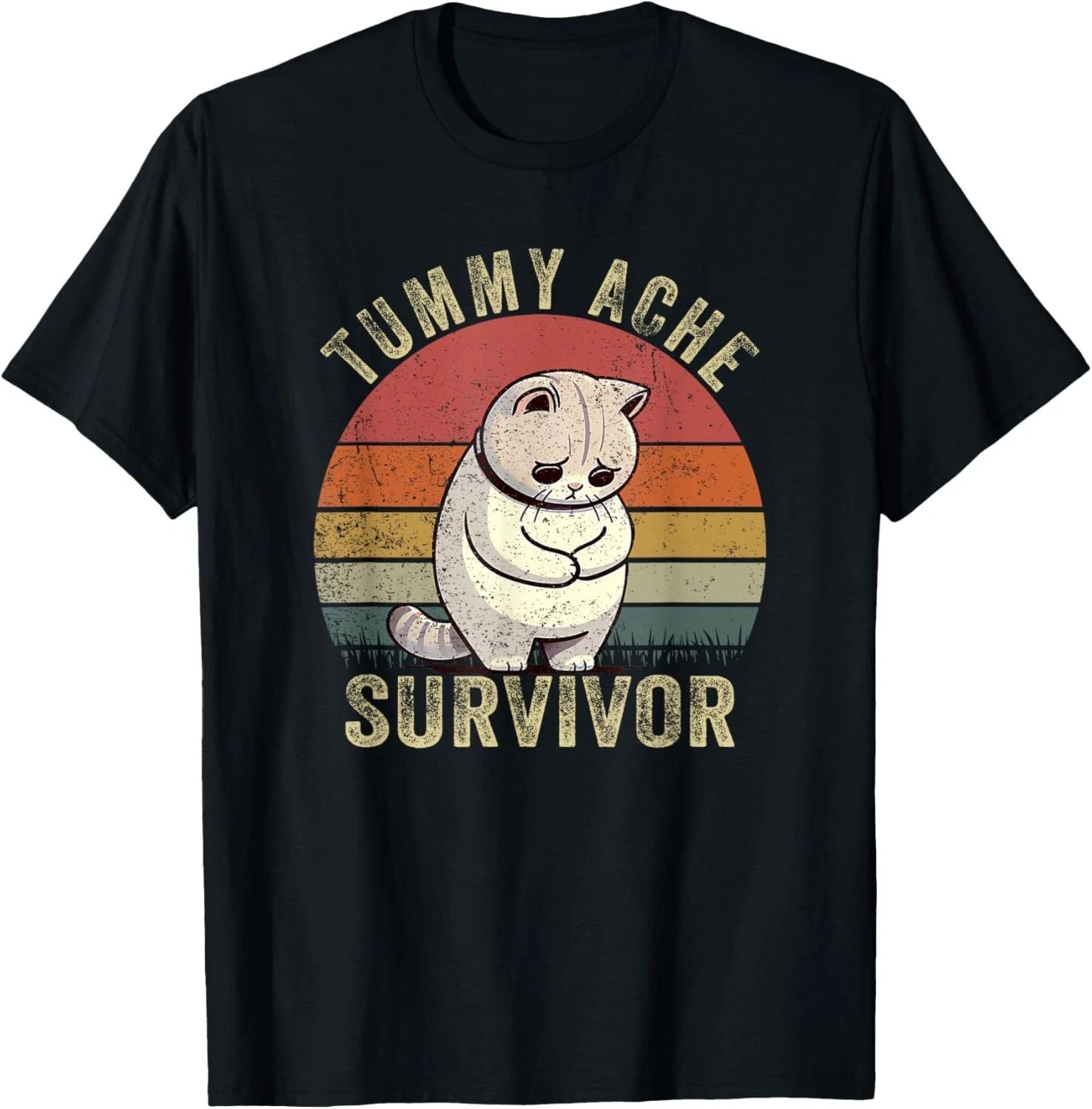 Funny Cat Stomach Ache My Tummy Hurts Tummy Ache Survivor T-Shirt Unisex T-shirt, Sweatshirt, Hoodie, Long Sleeve Tee - T-Shirt, Sweatshirt, Hoodie