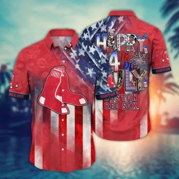 Boston Red Sox Patriotic 4th of July Tribute Hawaiian Shirt Unisex T-shirt, Sweatshirt, Hoodie, Long Sleeve Tee - T-Shirt, Sweatshirt, Hoodie