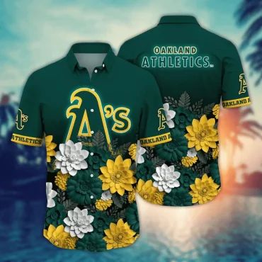 Oakland Athletics Golden Bloom Hawaiian Shirt Unisex T-shirt, Sweatshirt, Hoodie, Long Sleeve Tee - T-Shirt, Sweatshirt, Hoodie