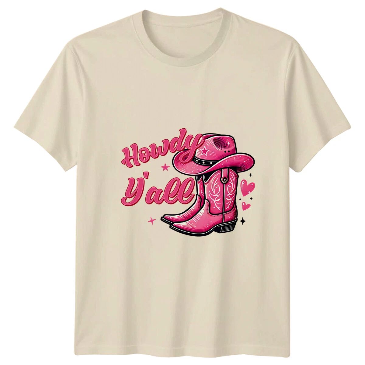 Howdy Y'all Pink Cowboy Boots Hat Western Country T-Shirt Unisex T-shirt, Sweatshirt, Hoodie, Long Sleeve Tee - T-Shirt, Sweatshirt, Hoodie
