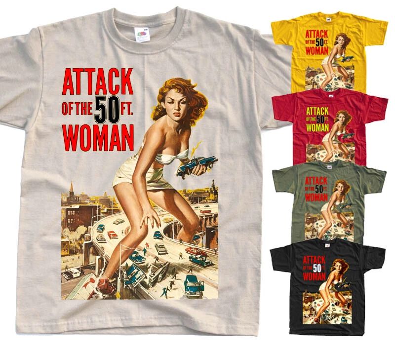 Attack of the 50 Foot Woman V1 1958 T SHIRT TEE Horror beige black  S-5XL Unisex T-shirt, Sweatshirt, Hoodie, Long Sleeve Tee - T-Shirt, Sweatshirt, Hoodie