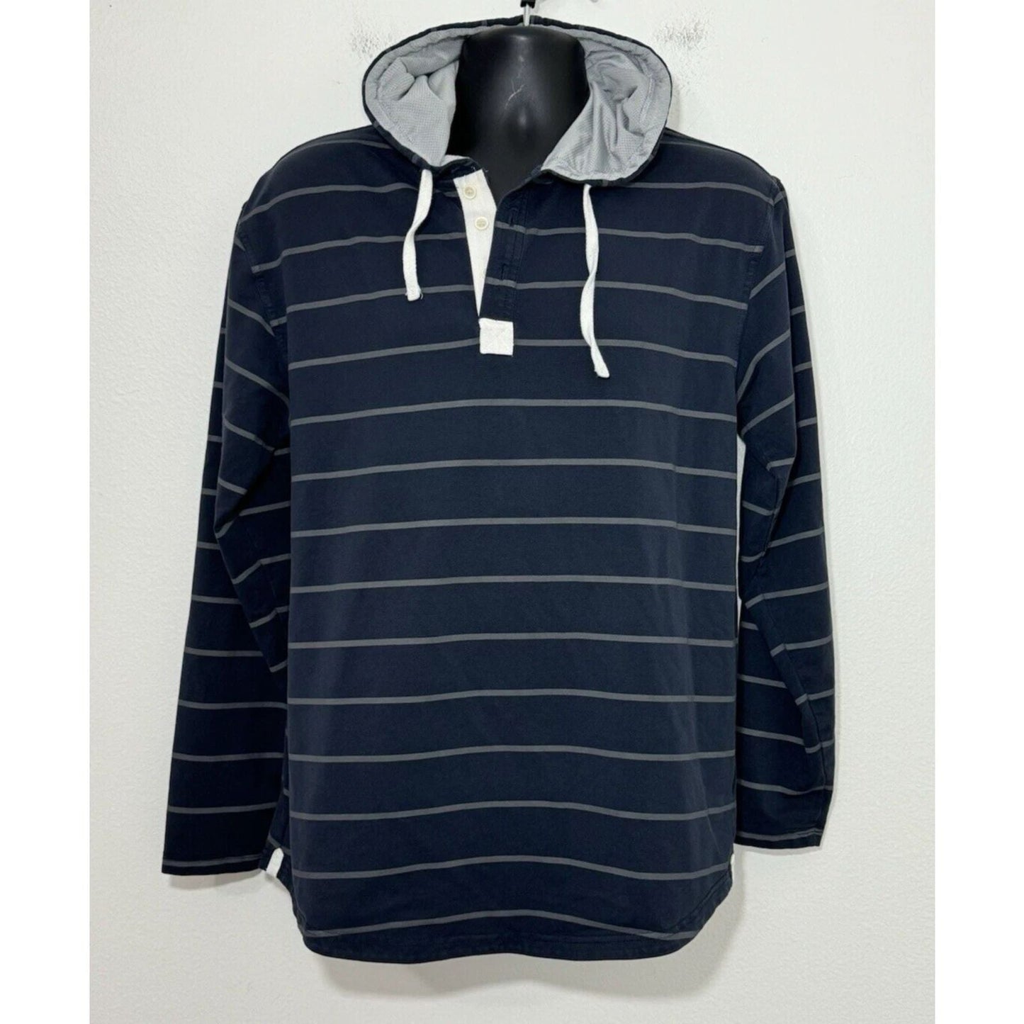 Bylt Basics Drop Cut Hooded Henley Lux Mens Large Blue Pullover Hoodie Shirt Unisex T-shirt, Sweatshirt, Hoodie, Long Sleeve Tee - T-Shirt, Sweatshirt, Hoodie
