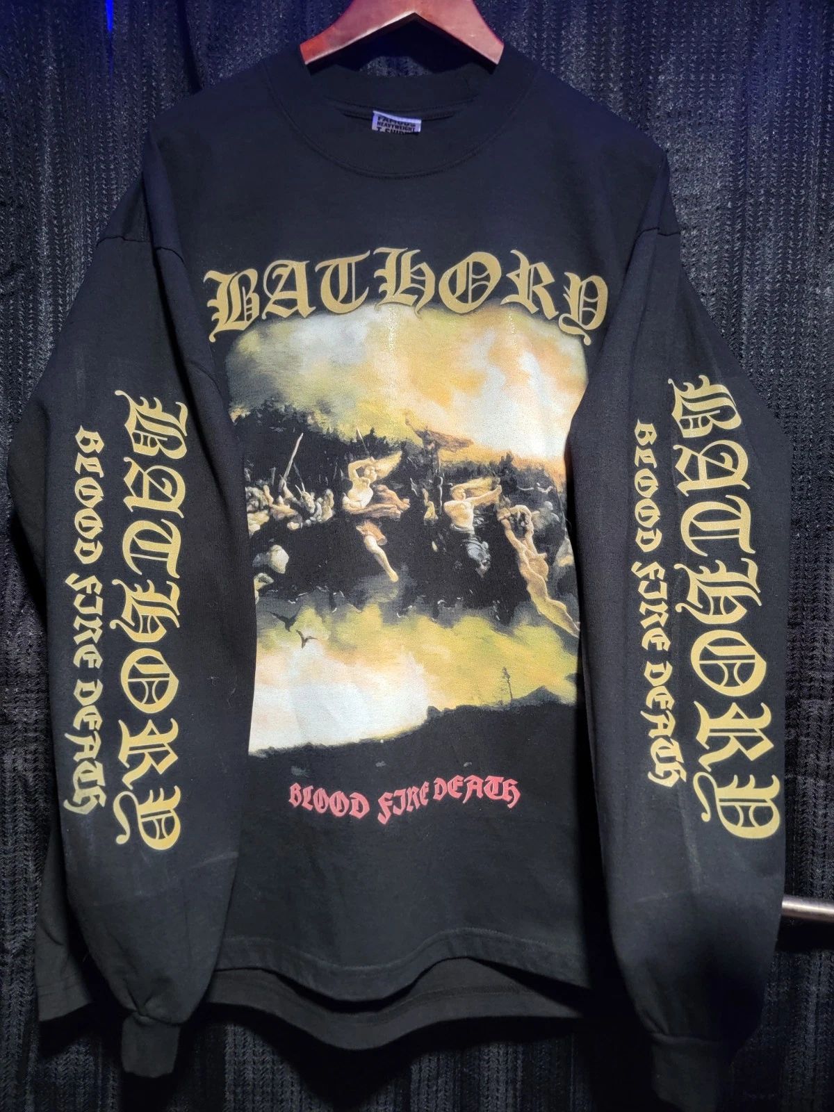 Bathory "Blood Fire Death" Long Sleeve Black  mayhem death ON SHAKA HEAVYWEIGHT Unisex T-shirt, Sweatshirt, Hoodie, Long Sleeve Tee - T-Shirt, Sweatshirt, Hoodie