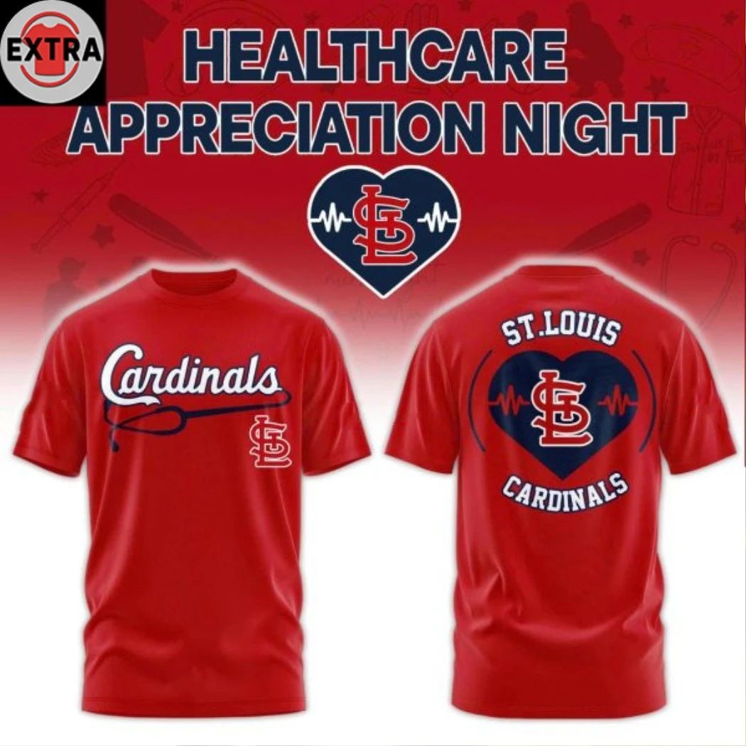 Original St. Louis Cardinals Healthcare Appreciation Night 2026 Celebrate Logo Two Sided T-shirt - T-Shirt, Sweatshirt, Hoodie