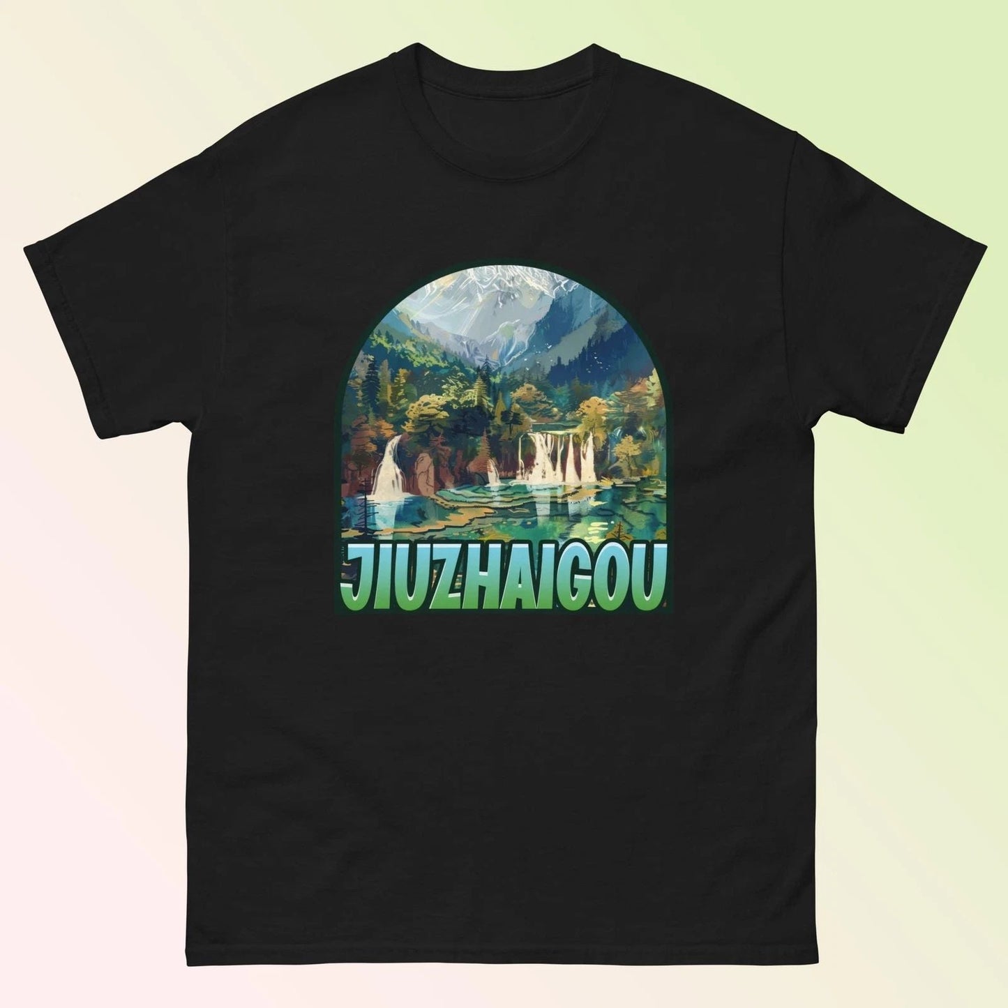 Jiuzhaigou Valley China - Unisex Short Sleeve T-Shirt Unisex T-shirt, Sweatshirt, Hoodie, Long Sleeve Tee - T-Shirt, Sweatshirt, Hoodie