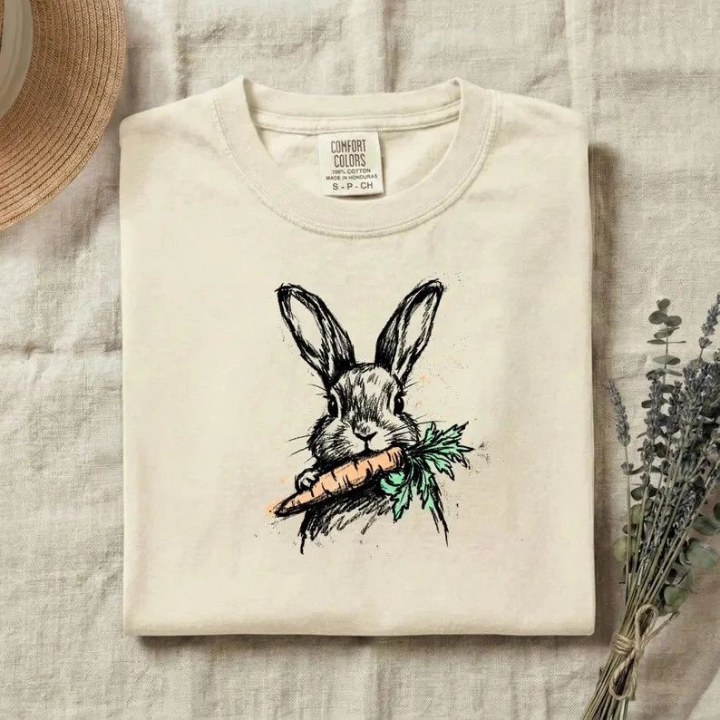 Cute Bunny Carrot Comfort Tee Unisex T-shirt, Sweatshirt, Hoodie, Long Sleeve Tee - T-Shirt, Sweatshirt, Hoodie