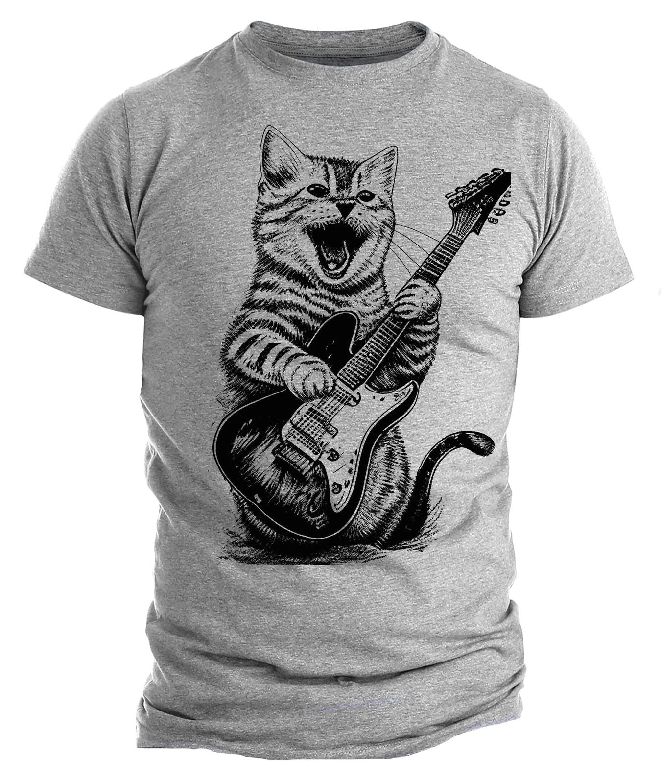 Cat Playing Guitar T-Shirt Music-Inspired Graphic Tee Trendy Men's Graphic Unisex T-shirt, Sweatshirt, Hoodie, Long Sleeve Tee - T-Shirt, Sweatshirt, Hoodie