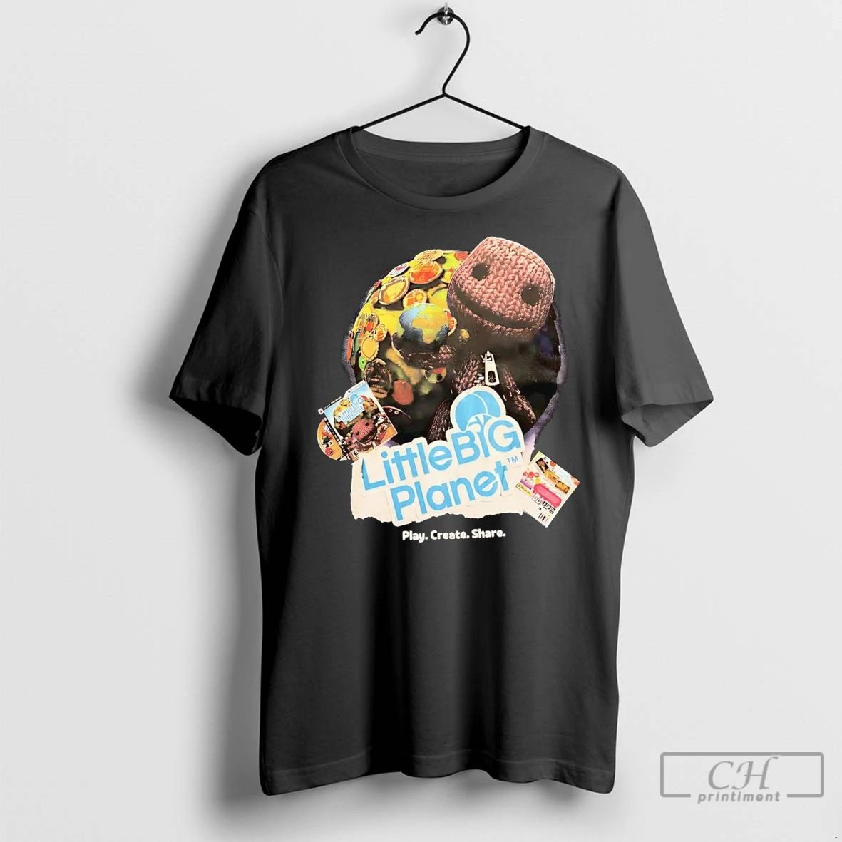 Premium Littlebigplanet Play Create Share Unisex T-shirt, Sweatshirt, Hoodie, Long Sleeve Tee - T-Shirt, Sweatshirt, Hoodie