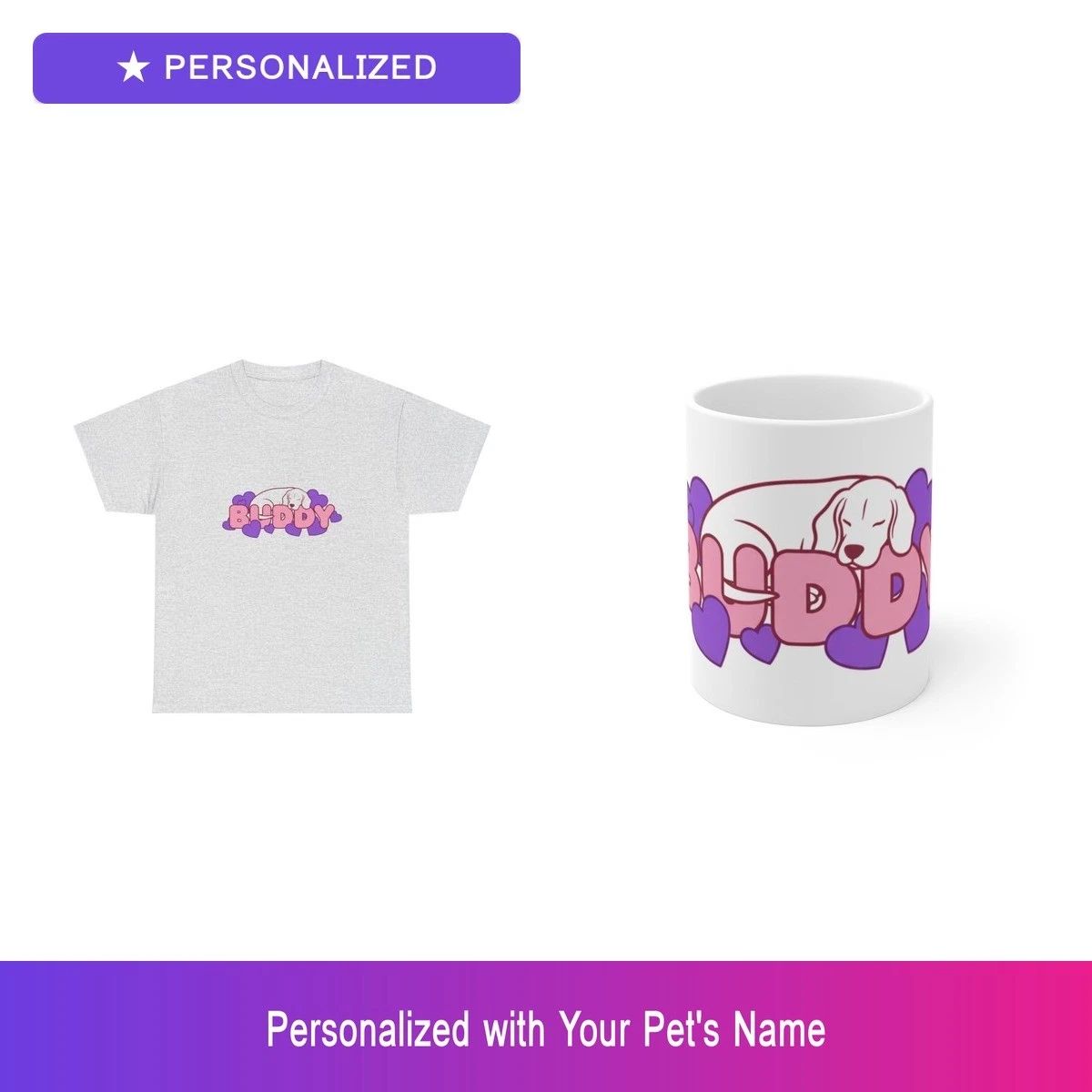 Custom Beagle Pet Lover Gift Set Shirt Mug Personalized Name Bundle Unisex T-shirt, Sweatshirt, Hoodie, Long Sleeve Tee - T-Shirt, Sweatshirt, Hoodie
