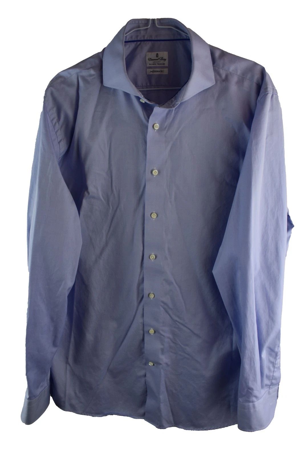 EMANUEL BERG Blue Long Sleeve Shirt size 16.5" 42Cm Mens Modern Fit Casual Unisex T-shirt, Sweatshirt, Hoodie, Long Sleeve Tee - T-Shirt, Sweatshirt, Hoodie