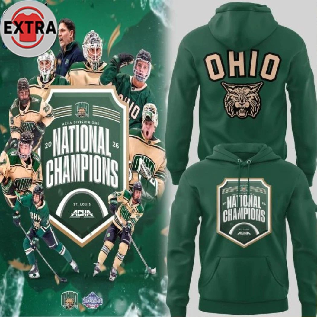Ohio Bobcat Hockey Acha Mens Division 1 National Champions 2026 Logo Two Sided Shirt Unisex T-shirt, Sweatshirt, Hoodie, Long Sleeve Tee - T-Shirt, Sweatshirt, Hoodie