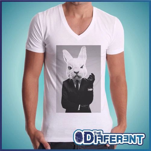T-shirt V Neck Rabbit Cattivo Bad Rabbit The Happiness Is Have My-Shirt New Unisex T-shirt, Sweatshirt, Hoodie, Long Sleeve Tee - T-Shirt, Sweatshirt, Hoodie