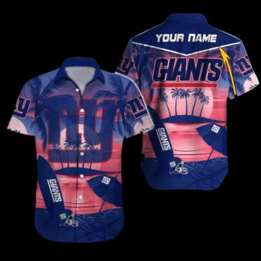 Personalized New York Giants Sunset Paradise Hawaiian Shirt Unisex T-shirt, Sweatshirt, Hoodie, Long Sleeve Tee - T-Shirt, Sweatshirt, Hoodie