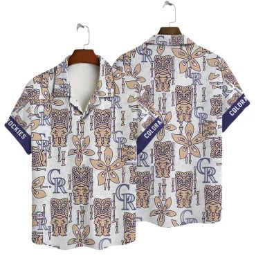 Colorado Rockies Tiki Floral Hawaiian Shirt Unisex T-shirt, Sweatshirt, Hoodie, Long Sleeve Tee - T-Shirt, Sweatshirt, Hoodie