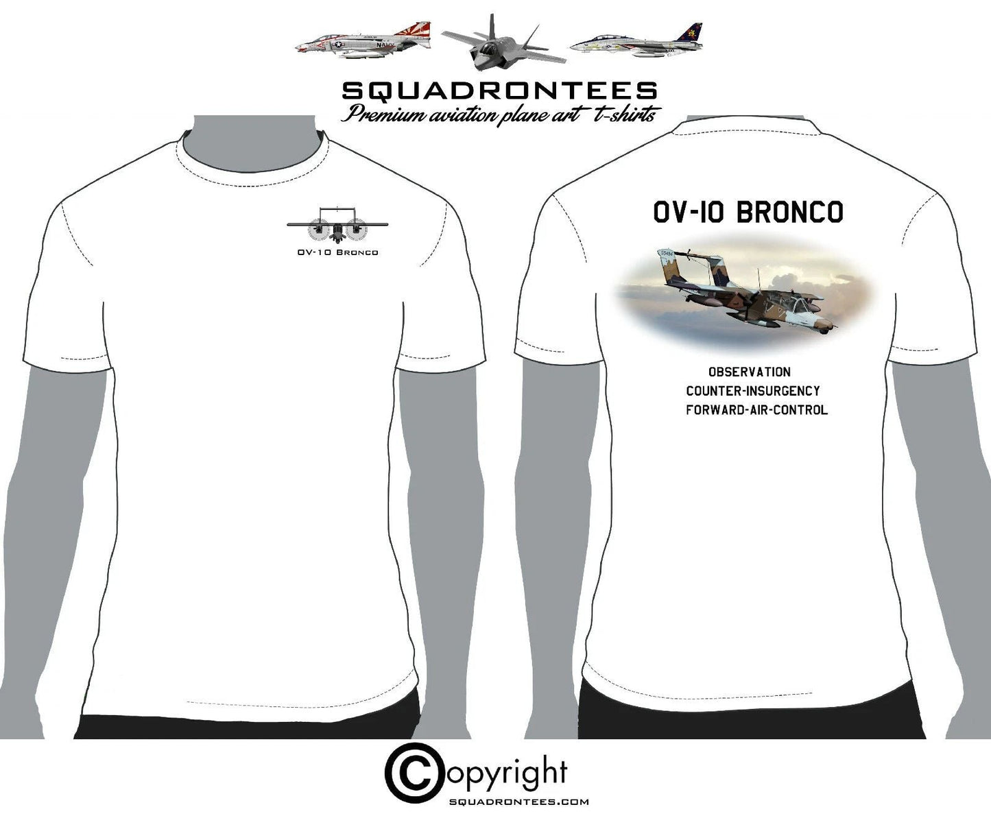 OV-10 Bronco - Premium Plane Art Squadron T-Shirt Unisex T-shirt, Sweatshirt, Hoodie, Long Sleeve Tee - T-Shirt, Sweatshirt, Hoodie