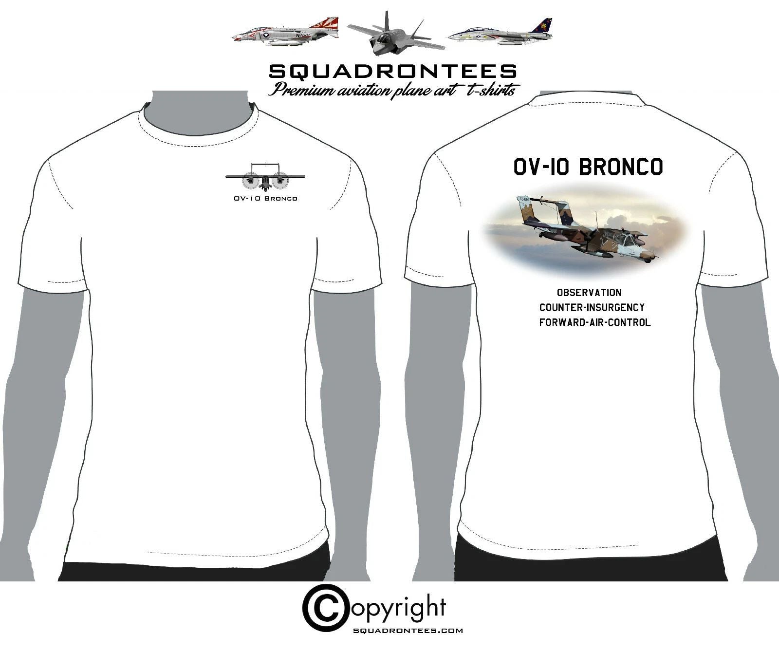 OV-10 Bronco - Premium Plane Art Squadron T-Shirt Unisex T-shirt, Sweatshirt, Hoodie, Long Sleeve Tee - T-Shirt, Sweatshirt, Hoodie