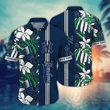 New York Yankees Tropical Breeze Hawaiian Shirt Unisex T-shirt, Sweatshirt, Hoodie, Long Sleeve Tee - T-Shirt, Sweatshirt, Hoodie