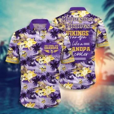 Minnesota Vikings Cool Grandpa Tropical Shirt Unisex T-shirt, Sweatshirt, Hoodie, Long Sleeve Tee - T-Shirt, Sweatshirt, Hoodie