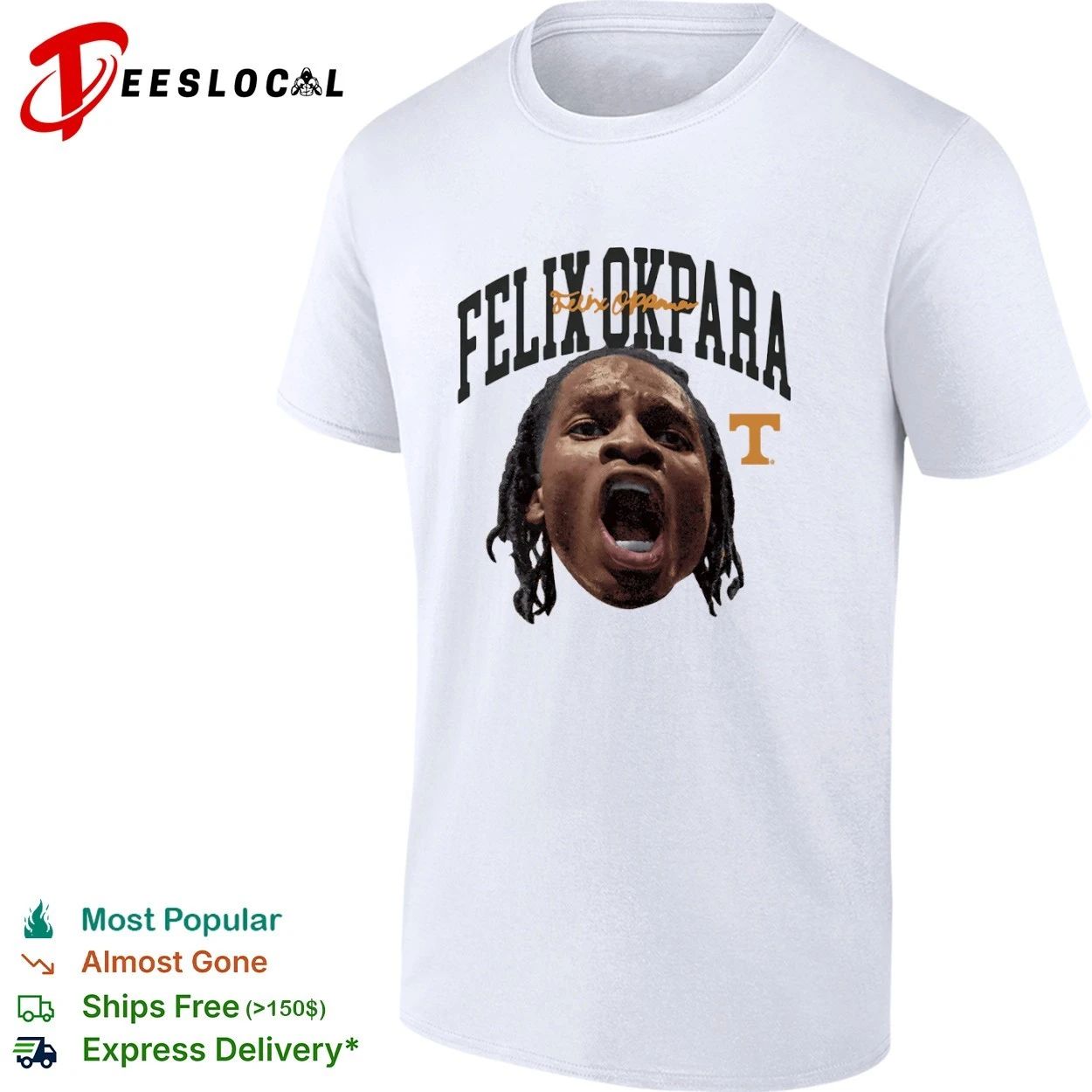 Felix Okpara Tennessee Volunteers NCAA Basketball T-shirt Unisex T-shirt, Sweatshirt, Hoodie, Long Sleeve Tee - T-Shirt, Sweatshirt, Hoodie
