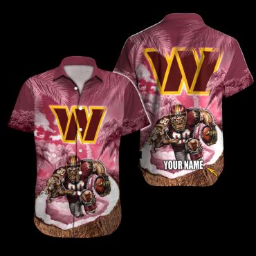 Personalized Washington Commanders Palm Rush Hawaiian Shirt Unisex T-shirt, Sweatshirt, Hoodie, Long Sleeve Tee - T-Shirt, Sweatshirt, Hoodie