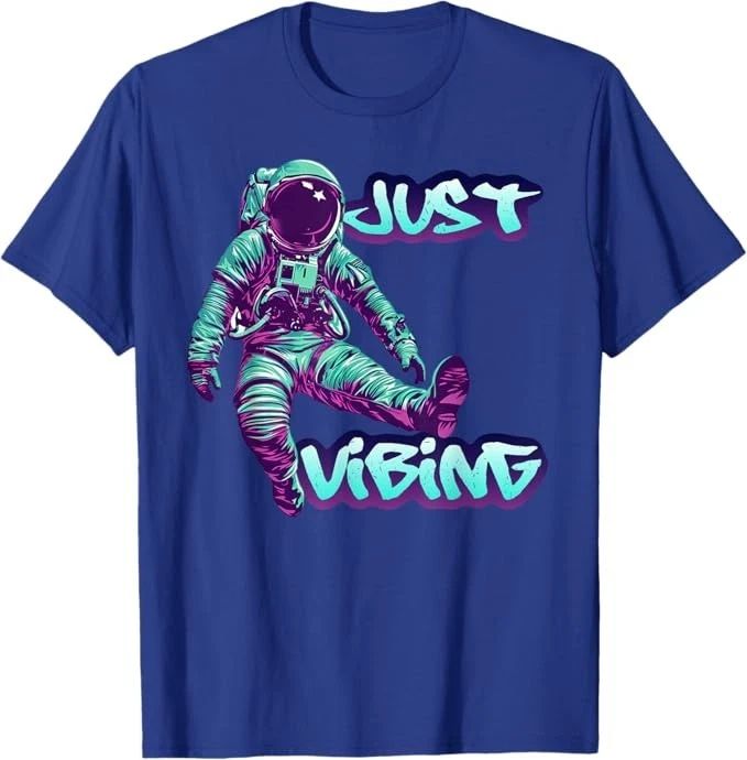 Purple and Teal Astronaut Just Vibing Graphic for Men T-Shirt Unisex T-shirt, Sweatshirt, Hoodie, Long Sleeve Tee - T-Shirt, Sweatshirt, Hoodie