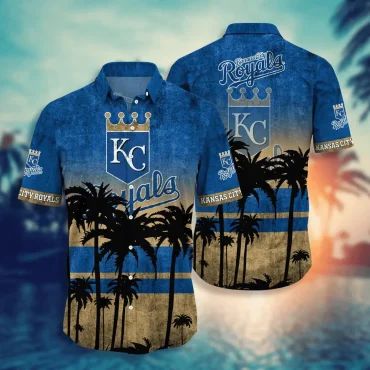 Kansas City Royals Sunset Palms Hawaiian Shirt Unisex T-shirt, Sweatshirt, Hoodie, Long Sleeve Tee - T-Shirt, Sweatshirt, Hoodie
