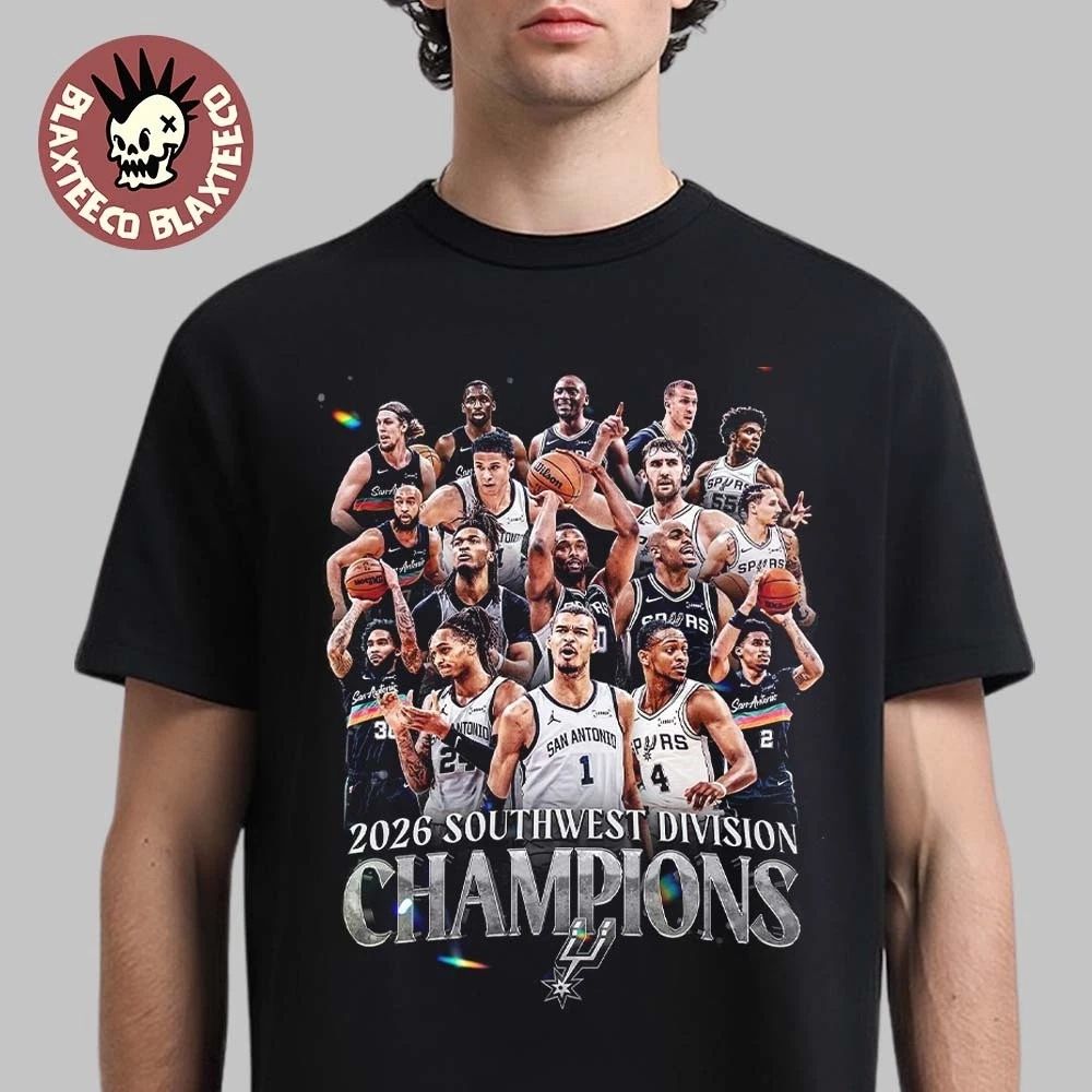 San Antonio NBA 2026 Southwest Division Champions Team Members T-Shirt Unisex T-shirt, Sweatshirt, Hoodie, Long Sleeve Tee - T-Shirt, Sweatshirt, Hoodie