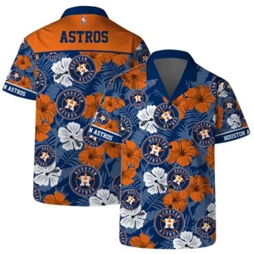 Houston Astros Floral Hibiscus Hawaiian Shirt Unisex T-shirt, Sweatshirt, Hoodie, Long Sleeve Tee - T-Shirt, Sweatshirt, Hoodie