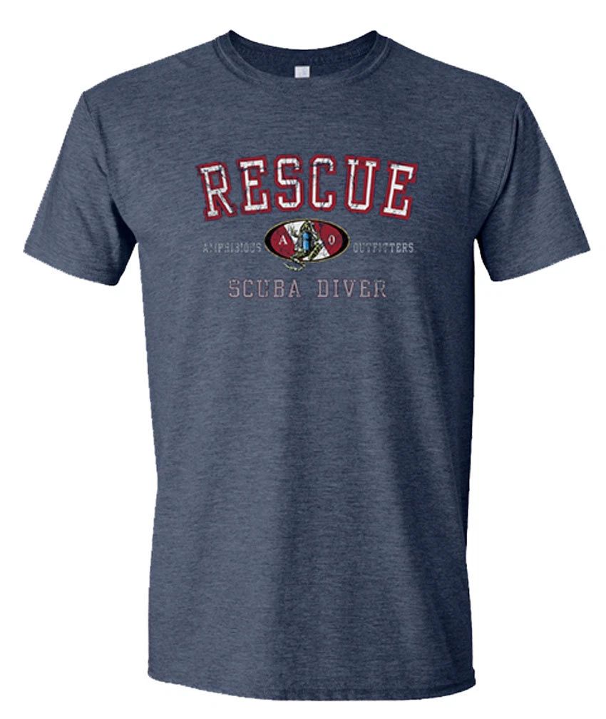 Amphibious Outfitters Scuba Diving T-Shirt - Rescue Diver - Heather Navy Blue Unisex T-shirt, Sweatshirt, Hoodie, Long Sleeve Tee - T-Shirt, Sweatshirt, Hoodie