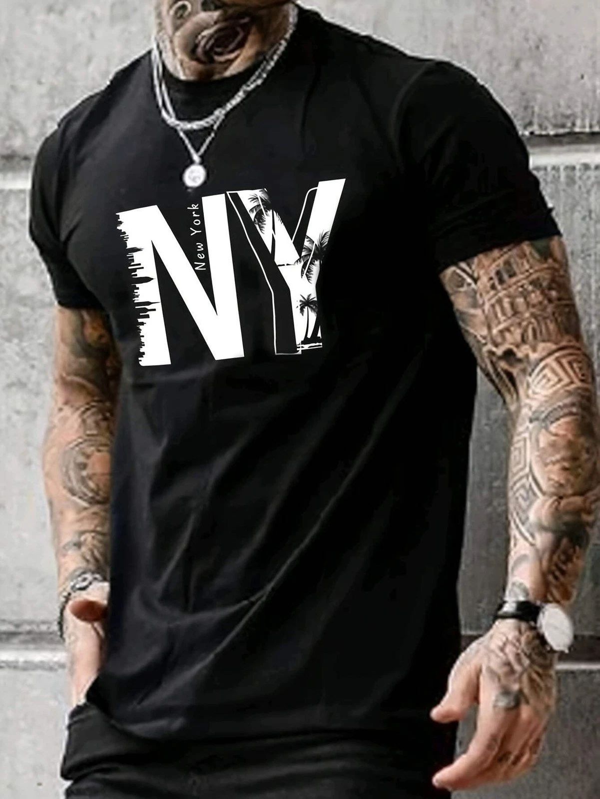 NY Printed Men's Chic Short Sleeved Round Neck T-shirt, Summer Outdoor, Beach Va Unisex T-shirt, Sweatshirt, Hoodie, Long Sleeve Tee - T-Shirt, Sweatshirt, Hoodie