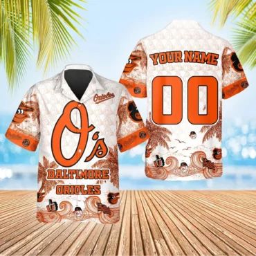 Baltimore Orioles Custom Palm Breeze Hawaiian Shirt Unisex T-shirt, Sweatshirt, Hoodie, Long Sleeve Tee - T-Shirt, Sweatshirt, Hoodie