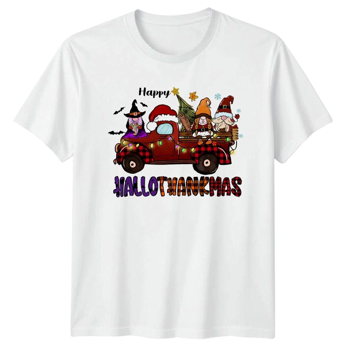 Happy Hallothanksmas T-Shirt Multi Holiday Christmas Gift For Him And Her Unisex T-shirt, Sweatshirt, Hoodie, Long Sleeve Tee - T-Shirt, Sweatshirt, Hoodie