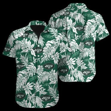New York Jets Jungle Leaf Hawaiian Shirt Unisex T-shirt, Sweatshirt, Hoodie, Long Sleeve Tee - T-Shirt, Sweatshirt, Hoodie