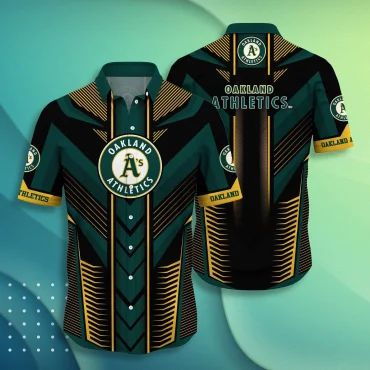 Oakland Athletics Geometric Chevron Hawaiian Shirt Unisex T-shirt, Sweatshirt, Hoodie, Long Sleeve Tee - T-Shirt, Sweatshirt, Hoodie