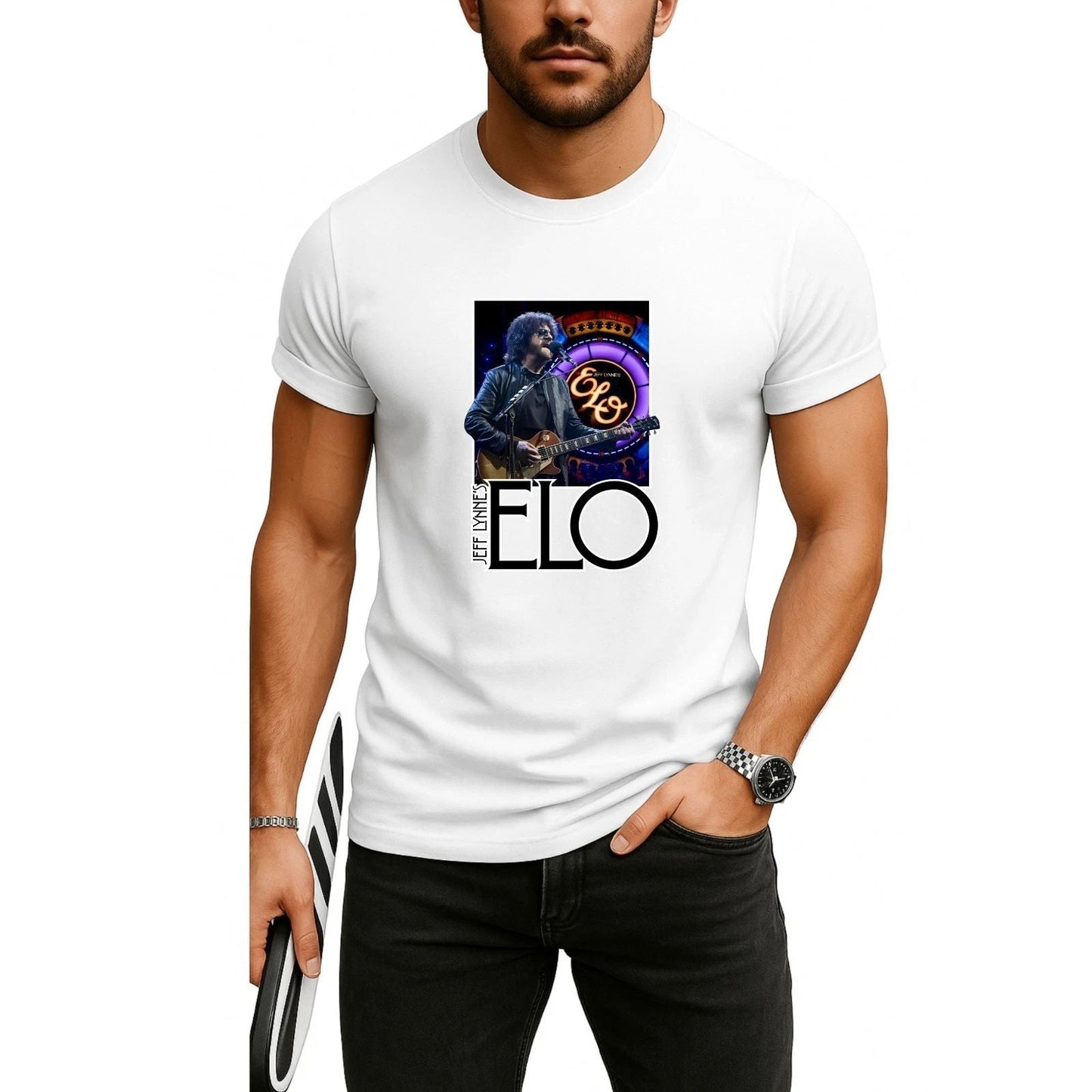 Je-ff Lyn-ne ELO T-Shirt ,Classic Rock Band Graphic Tee, Retro Rock Tour Shirt Unisex T-shirt, Sweatshirt, Hoodie, Long Sleeve Tee - T-Shirt, Sweatshirt, Hoodie