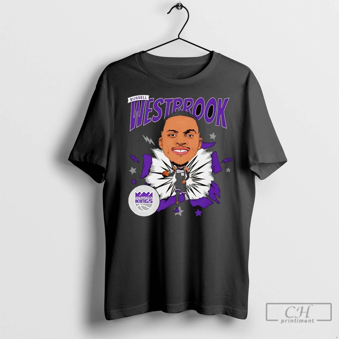 Premium Russell Westbrook Caricature Sacramento Kings Unisex T-shirt, Sweatshirt, Hoodie, Long Sleeve Tee - T-Shirt, Sweatshirt, Hoodie