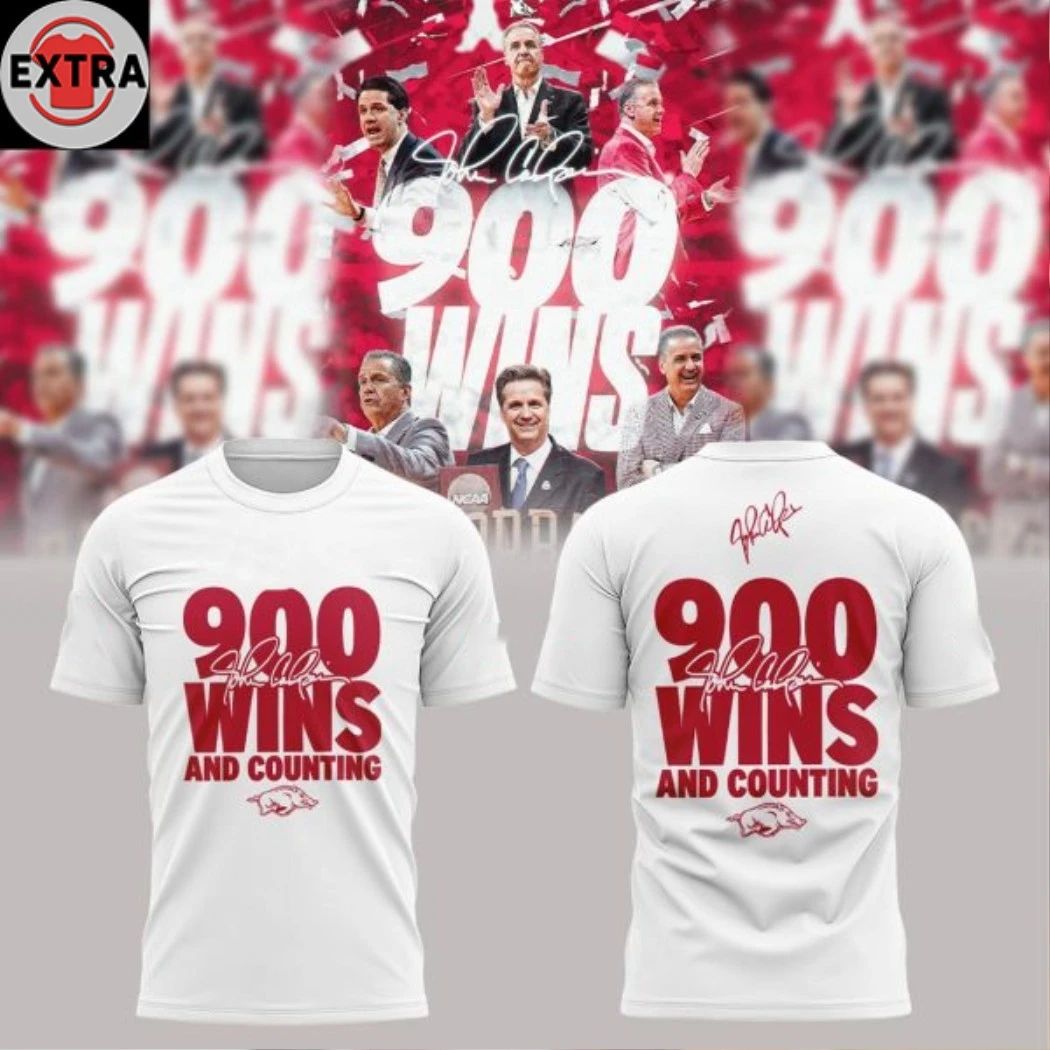Original Arkansas Razorbacks Celebrates John Calipari 900 Wins 2026 Logo Shirt Unisex T-shirt, Sweatshirt, Hoodie, Long Sleeve Tee - T-Shirt, Sweatshirt, Hoodie