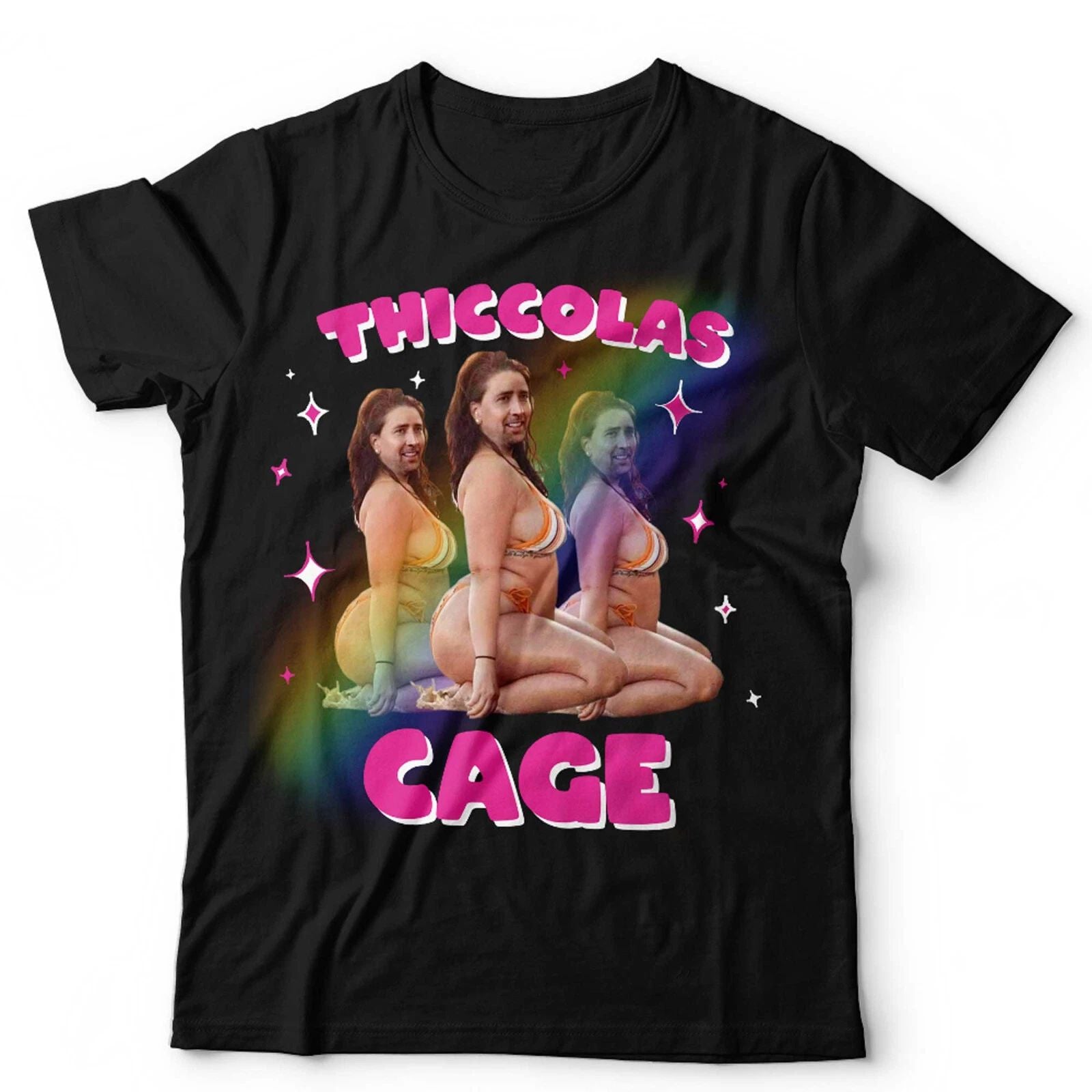 Thiccolas Cage Unisex T Shirt Weird Funny Meme Nicolas Movie Lover Vintage Retro Unisex T-shirt, Sweatshirt, Hoodie, Long Sleeve Tee - T-Shirt, Sweatshirt, Hoodie