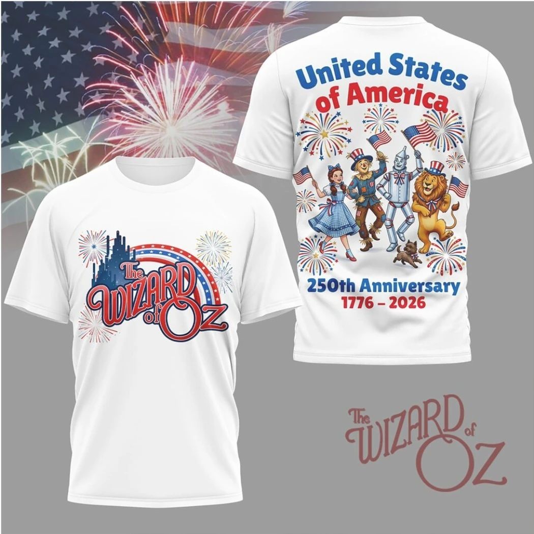 Wizard of Oz Patriotic 250th Anniversary United States Fireworks Shirt Unisex T-shirt, Sweatshirt, Hoodie, Long Sleeve Tee - T-Shirt, Sweatshirt, Hoodie